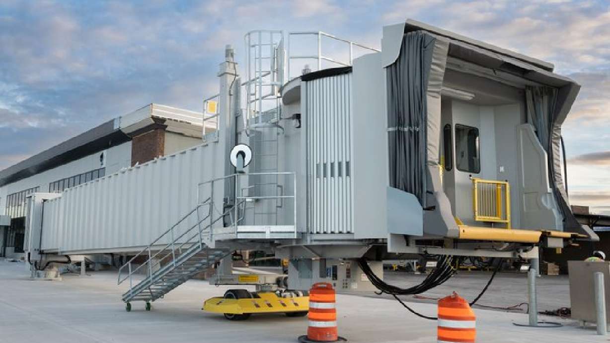 A gate of the new Provo Airport terminal on April 4, 2022. Allegiant Air plans to establish a four-aircraft base at Provo Airport that will begin operations by mid-November, the carrier announced Tuesday.