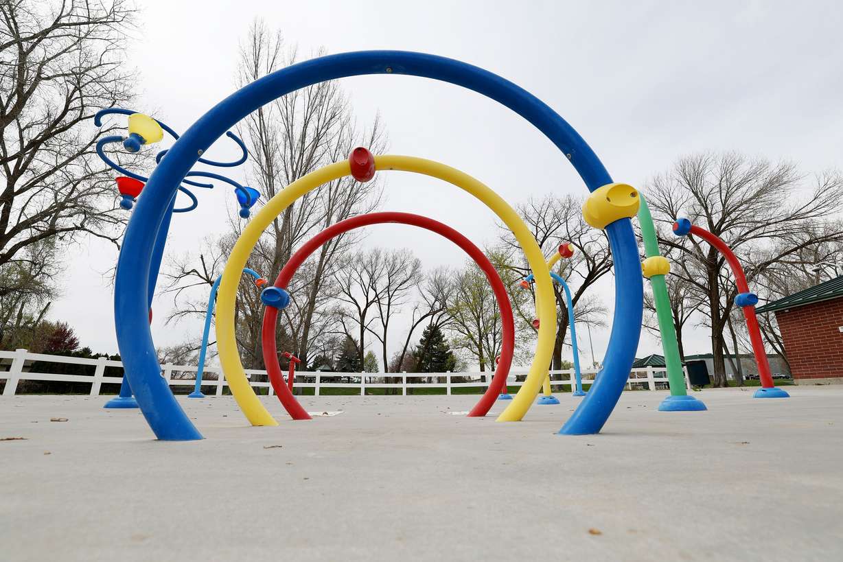 A splash park in Riverdale, Weber County, sits vacant and dry on Tuesday.