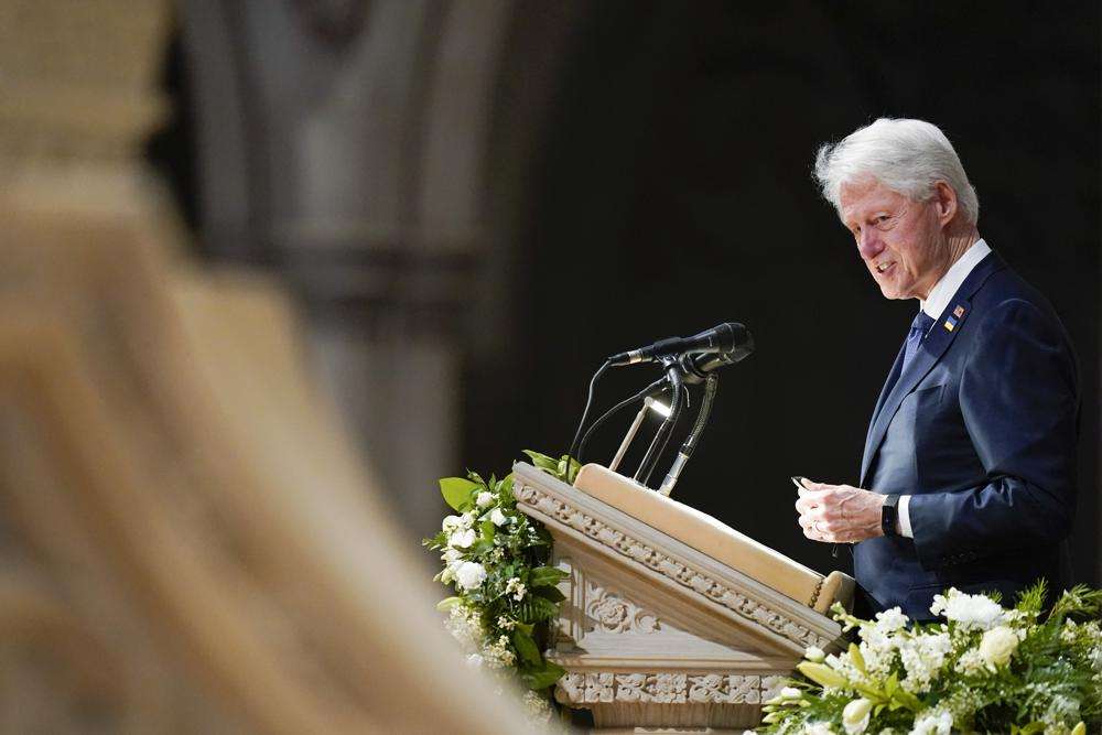 Former President Bill Clinton speaks during a funeral service for former Secretary of State Madeleine Albright at the Washington National Cathedral, Wednesday in Washington.