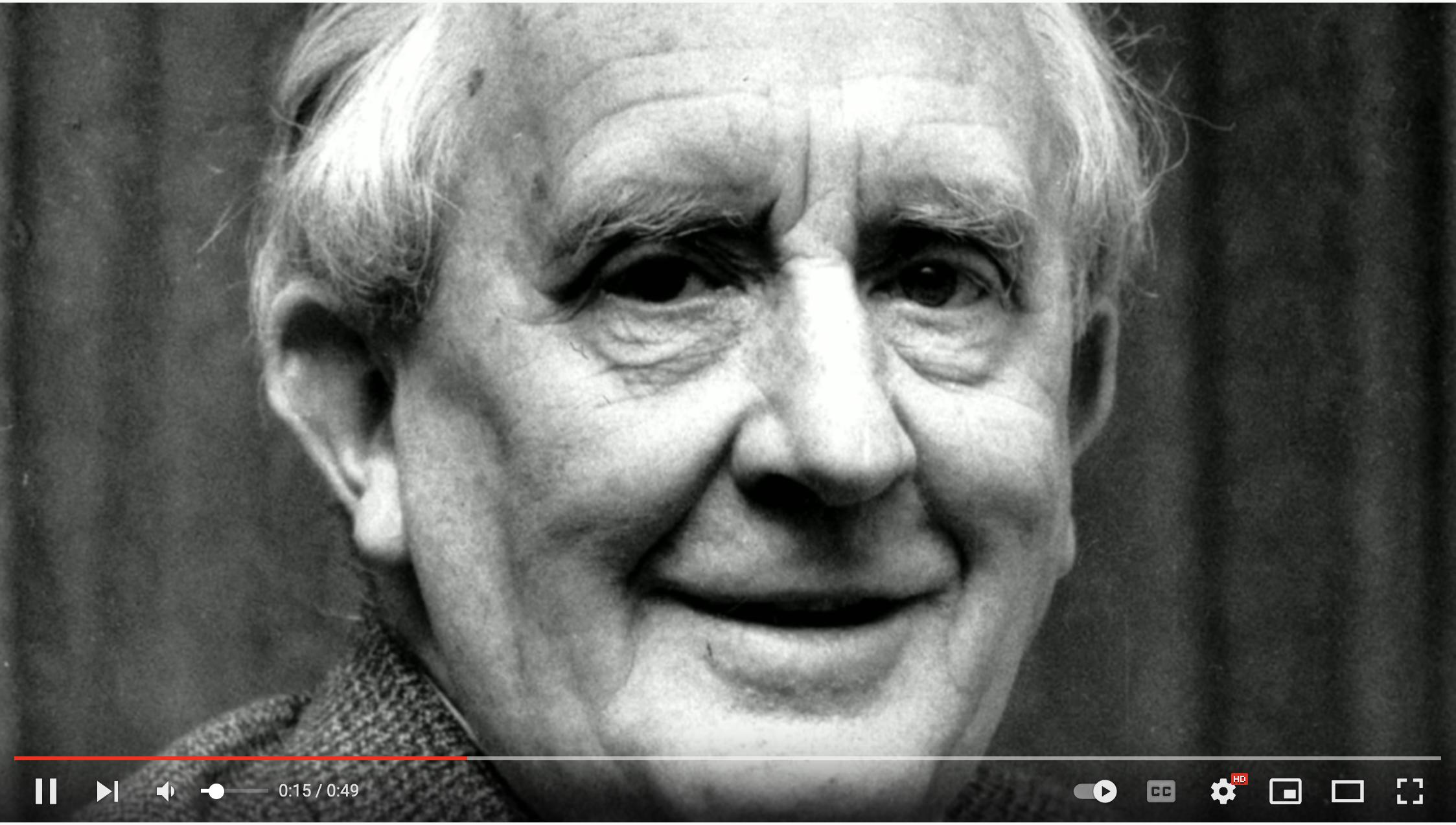 A photo of John Ronald Reuel Tolkien taken in 1967 is used as the image for a YouTube video featuring a hilarious audio recording from the "Lord of The Rings" author. 