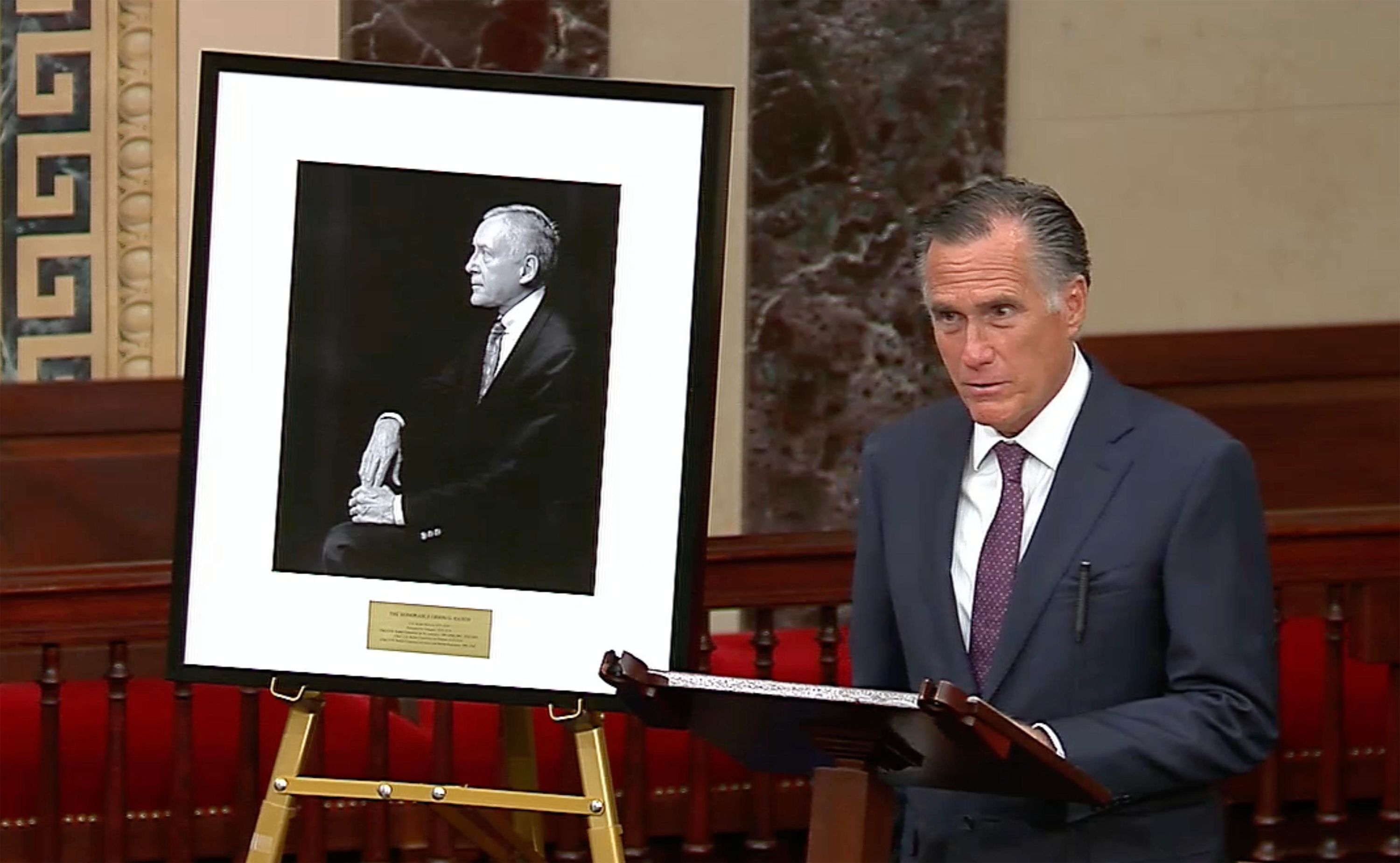 'Lion of the Senate': Sen. Mitt Romney lauds Orrin Hatch's dedication to Utah in Senate speech