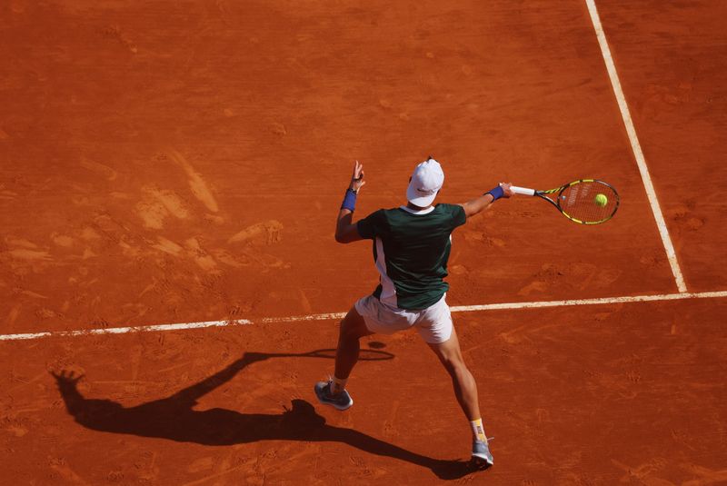 FILE PHOTO: Tennis - ATP Masters 1000 - Monte Carlo Masters - Monte-Carlo Country Club, Roquebrune-Cap-Martin, France - April 13, 2022 Denmark's Holger Rune in action during his second round match against Norway’s Casper Ruud