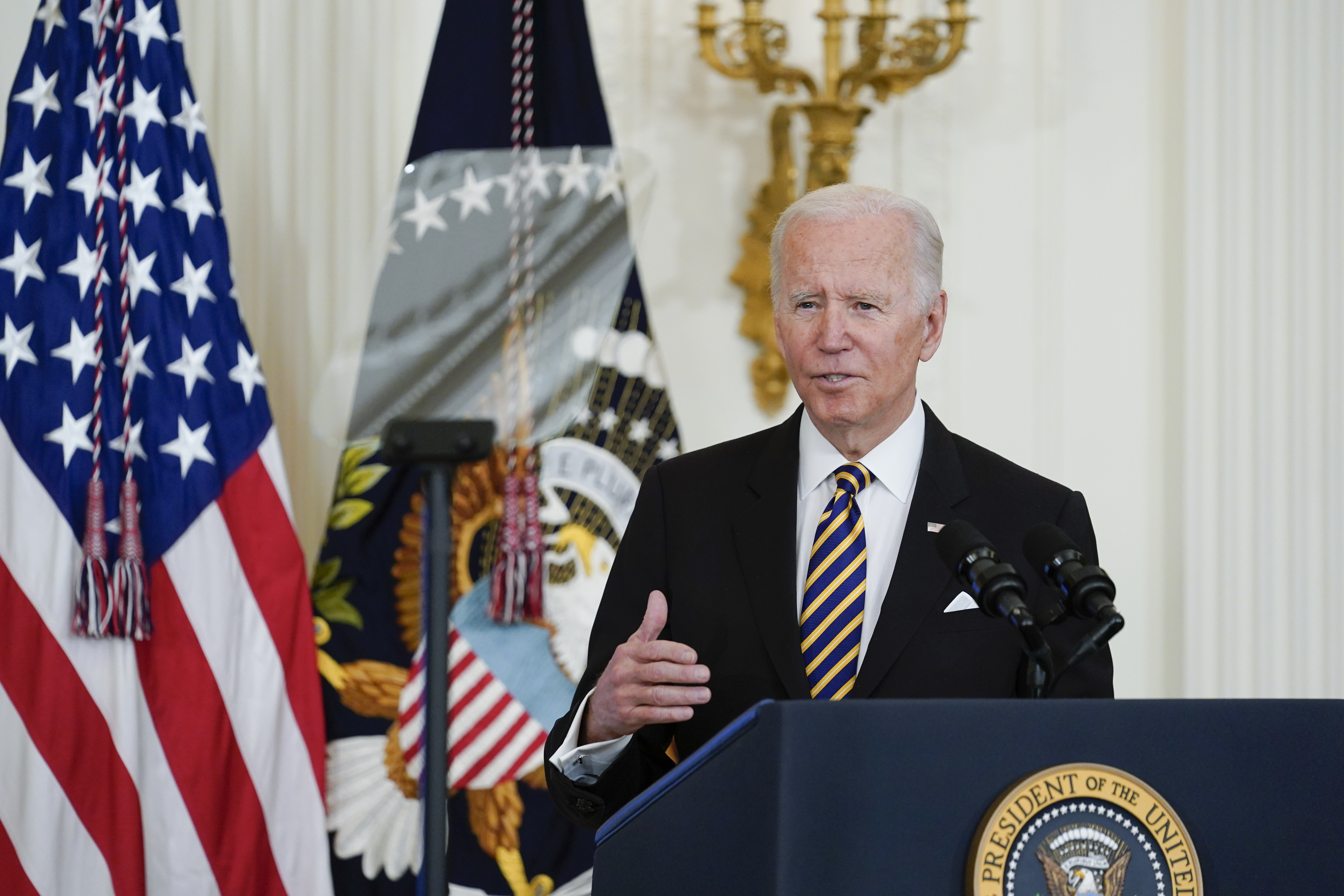 President Joe Biden speaks during the 2022 National and State Teachers of the Year event in the White House in Washington, Wednesday. Biden will ask Congress Thursday for an additional $33 billion to help Ukraine fend off the Russian invasion.