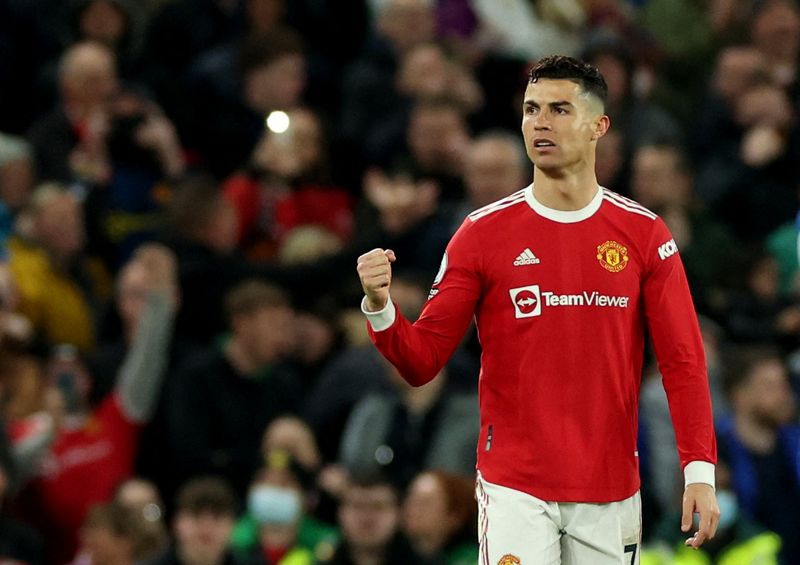 FILE PHOTO: Soccer Football - Premier League - Manchester United v Chelsea - Old Trafford, Manchester, Britain - April 28, 2022 Manchester United's Cristiano Ronaldo celebrates scoring their first goal
