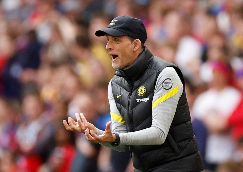 FILE PHOTO: Soccer Football - FA Cup Semi Final - Chelsea v Crystal Palace - Wembley Stadium, London, Britain - April 17, 2022 Chelsea manager Thomas Tuchel reacts Action Images via Reuters/John Sibley