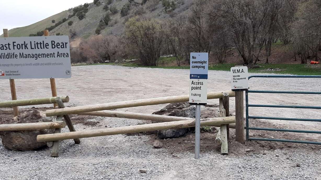 The entrance to East Fork Little Bear Wildlife Management Area Friday morning. The area is now closed off to overnight camping due to ongoing misuse of the property, according the Utah Division of Wildlife Resources.