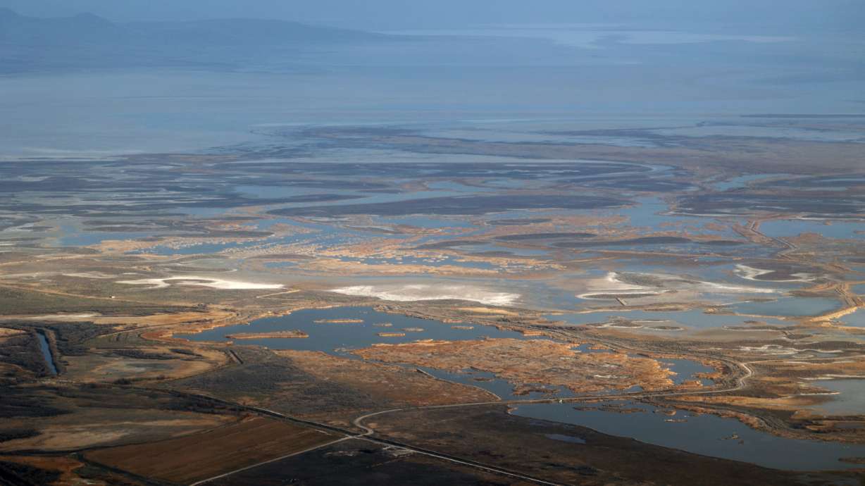 The Great Salt Lake as seen on Feb. 15. A new Utah program aims to protect and enhance water levels in the Great Salt Lake in an effort to avoid environmental disaster.