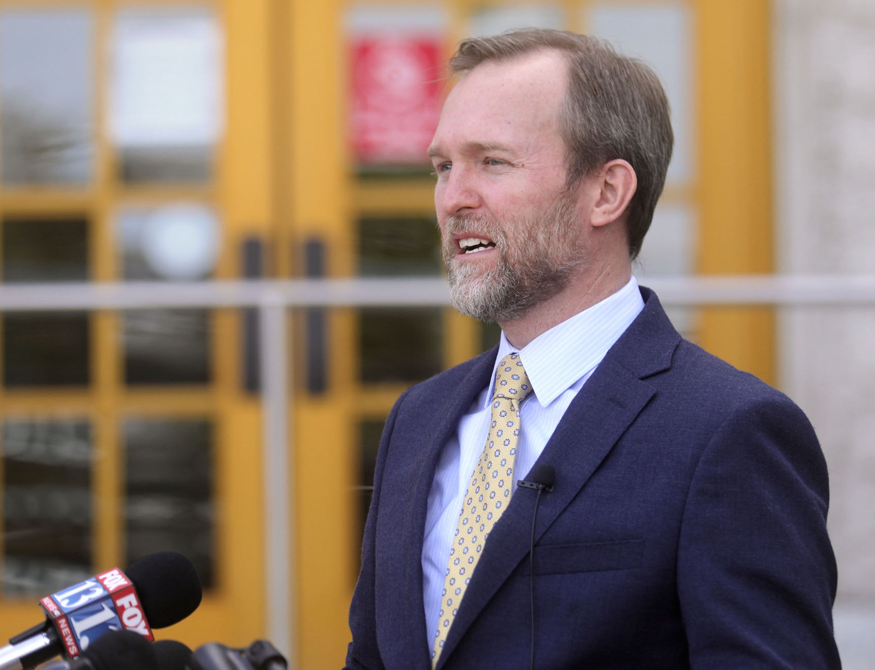 Rep. Ben McAdams, D-Utah, talks about the CARES Act, which suspends student loan payments and reduces interest to 0% until the end of September 2020, during a press conference in front of Salt Lake Community College’s South City Campus in Salt Lake City on Wednesday, May 6, 2020.