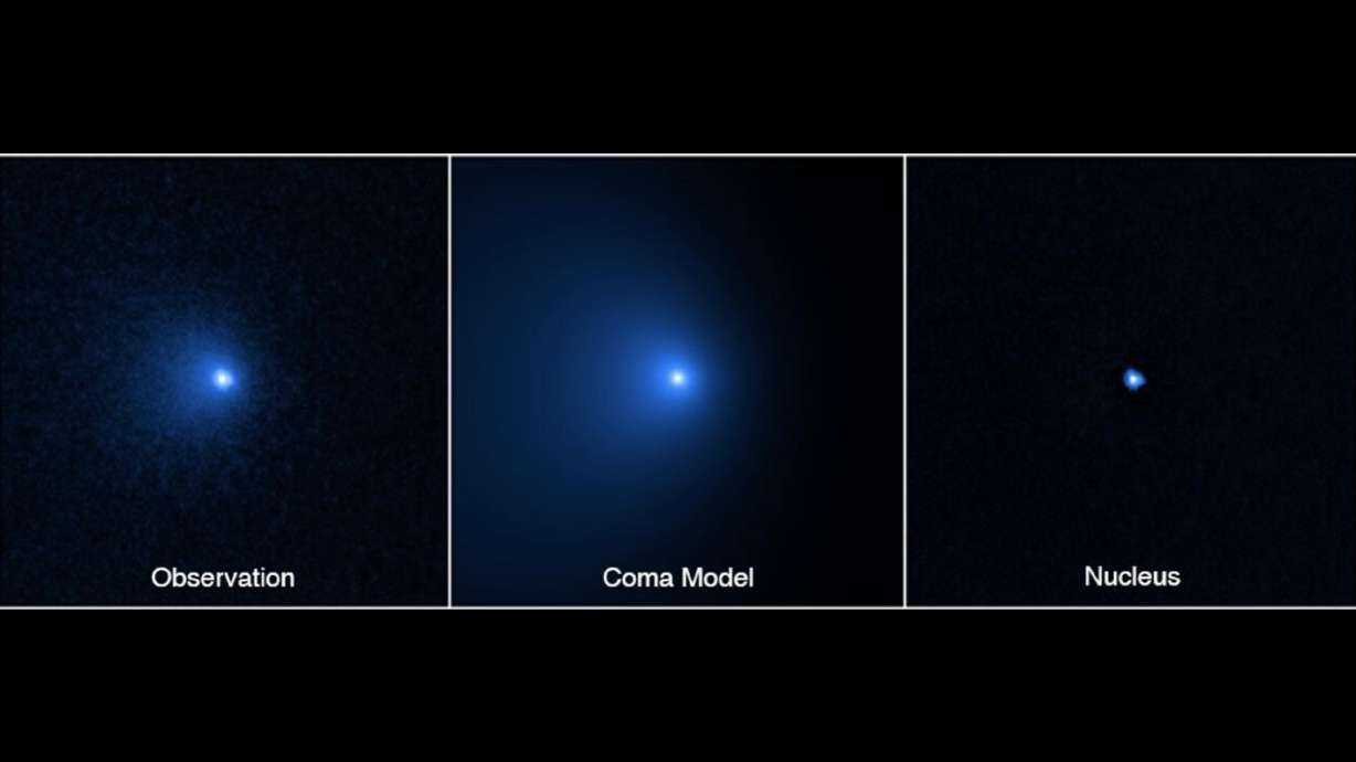 Hubble Space Telescope has determined the size of the largest icy comet nucleus ever seen by astronomers. This sequence shows how the nucleus of Comet C/2014 UN271 (Bernardinelli-Bernstein) was isolated from the shell of dust and gas.