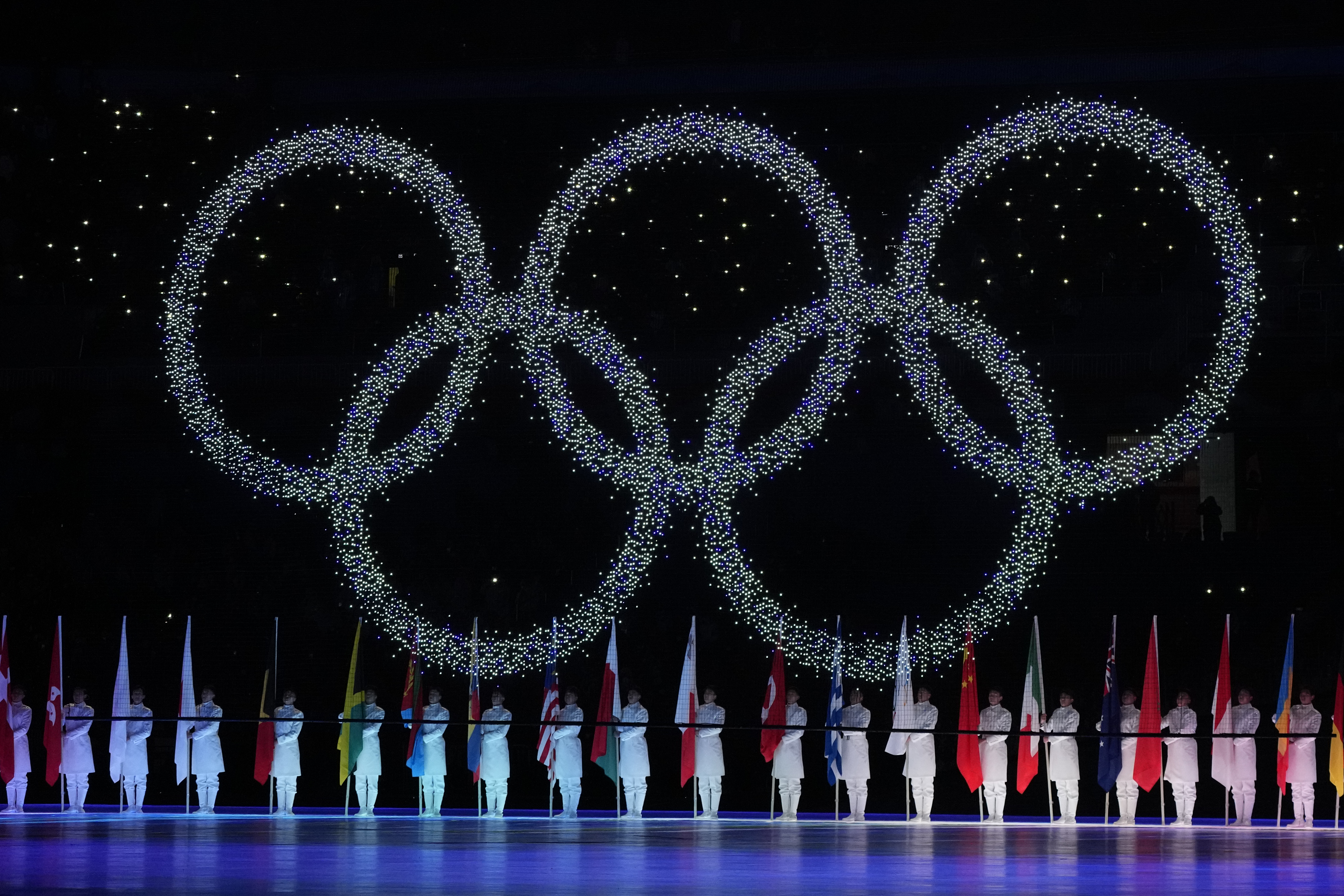 FILE - The Olympic rings are seen during the closing ceremony of the 2022 Winter Olympics on Feb. 20, 2022, in Beijing. Will it be 2030, the first opening on the IOC calendar? Or might the International Olympic Committee make a double award and also name the 2034 host, which it did 4 1/2 years ago when it had two strong candidates and named Paris for the 2024 Olympics and Los Angeles for 2028. 