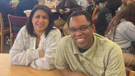 Ghasaq Maiber, left, and Danjuma Alcala, right, are refugee liaisons for the Granite School District. 