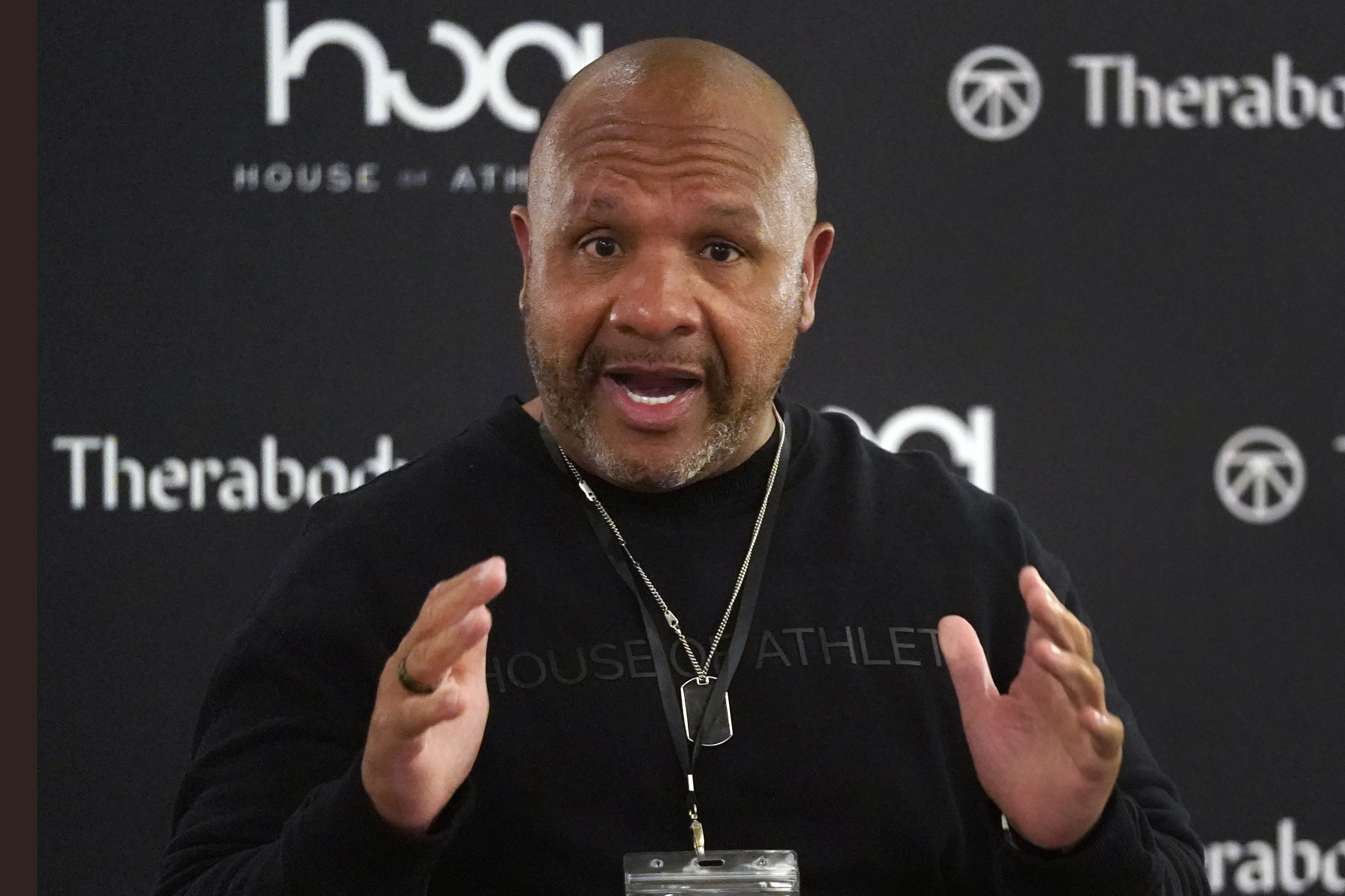 FILE - Former Cleveland Browns head coach Hue Jackson speaks during the first day of the House of Athlete Scouting Combine in Plantation, Fla., March 3, 2021. The Browns have spoken to an NFL investigator looking into claims by Jackson, who said the team intentionally lost games in 2016 and 2017. Jackson, now coaching at Grambling State, was fired by Browns owners Dee and Jimmy Haslam eight games into the 2018 season with a 3-36-1 record. He has said the team paid him bonuses to lose and that he believes he was set up to fail. 