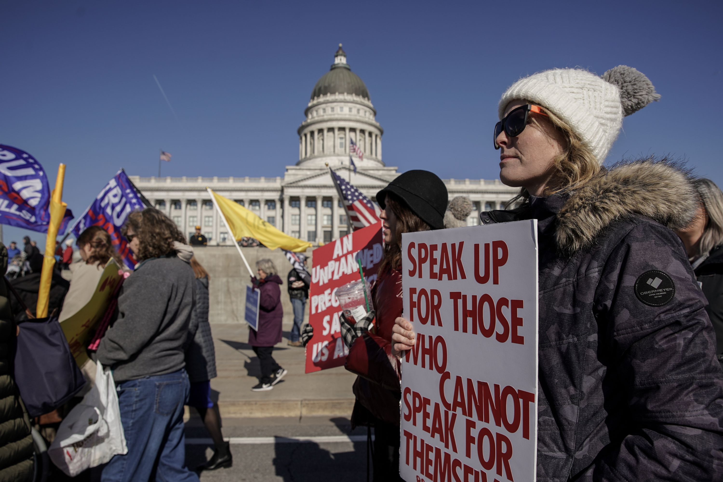Thousands rally outside of the Utah Capitol for the annual March for Life in Salt Lake City on Jan. 22. The Supreme Court has privately voted to overturn Roe v. Wade — the landmark case guaranteeing the constitutional right to abortion — according to a leaked draft opinion published Monday by Politico.