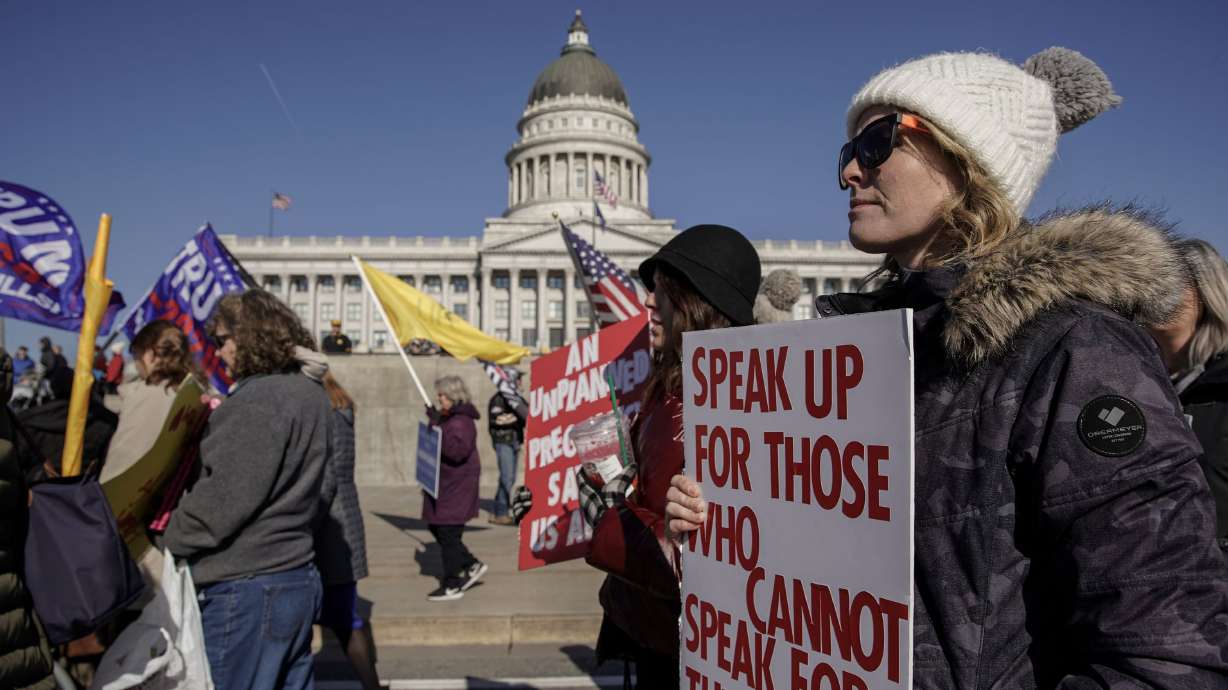 Thousands rally outside of the Utah Capitol for the annual March for Life in Salt Lake City on Jan. 22. The Supreme Court has privately voted to overturn Roe v. Wade — the landmark case guaranteeing the constitutional right to abortion — according to a leaked draft opinion published Monday by Politico.