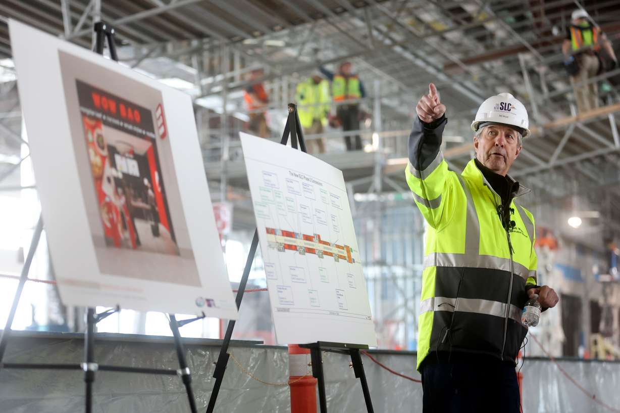 Bill Wyatt, executive director of the Salt Lake City Department of Airports, speaks to members of the media about the second phase of construction of Salt Lake City International Airport in Salt Lake City on Tuesday.