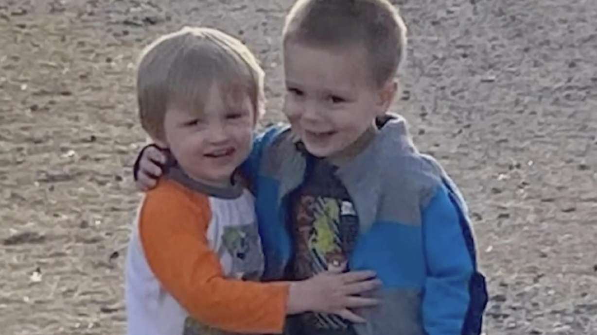 This photo of Hunter Jackson and Odin Ratliff was shown Thursday to jurors, who are tasked with determining whether an Orem man is guilty of two counts of murder for crashing into the Eagle Mountain stable where they were playing, killing them.