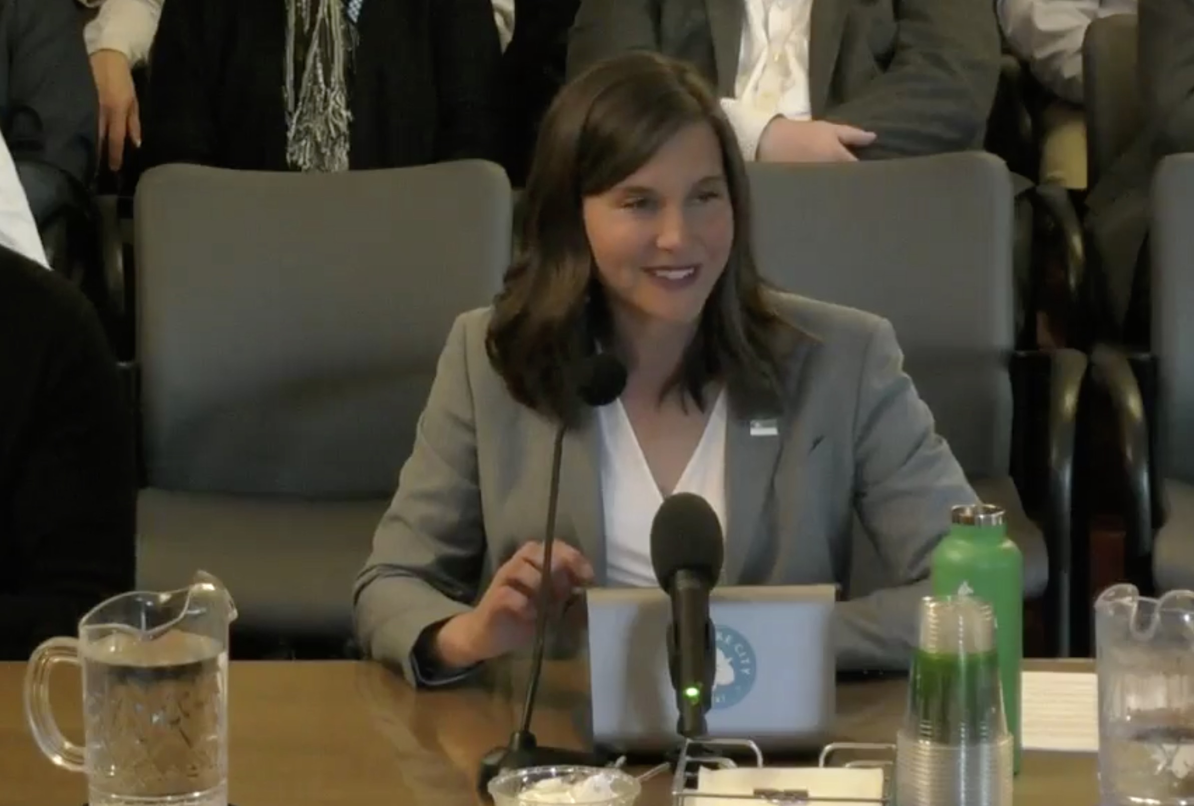 Salt Lake City Mayor Erin Mendenhall provides the Salt Lake City Council her $424 million budget proposal Tuesday evening. 