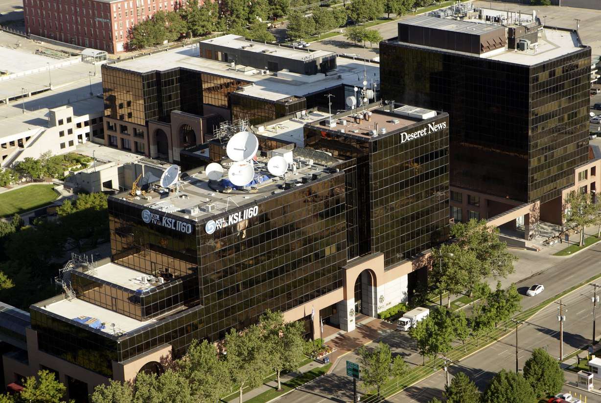 An aerial view of KSL TV, KSL Radio and Deseret News Triad building in Salt Lake City, Aug. 17, 2011. KSL Newsradio is celebrating its 100th anniversary on May 6.