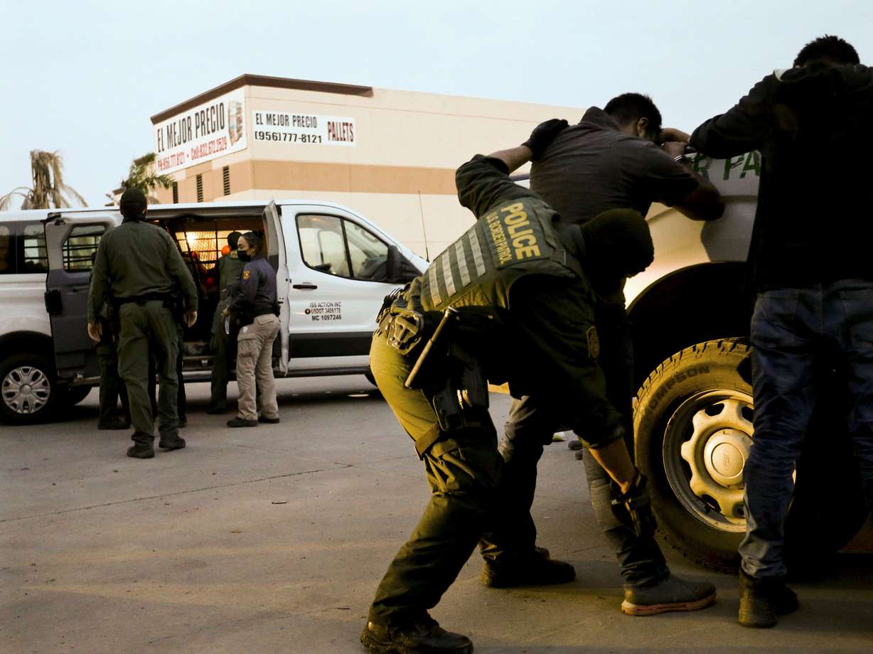 Undocumented migrants are detained by Border Patrol agents in McAllen, Texas, on June 22, 2021. Sen. Mitt Romney lambasted Homeland Security Secretary Alejandro Mayorkas — again — for failing to secure the U.S. border with Mexico and suggested it might be time for him to go.