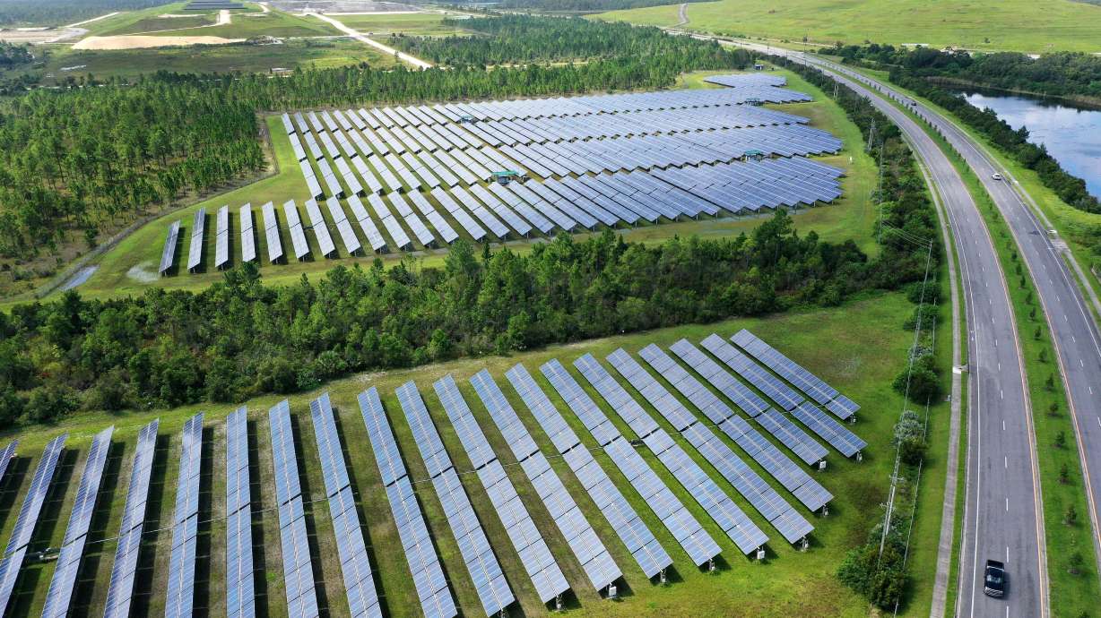 The 6-megawatt Stanton Solar Farm outside of Orlando, Fla. The solar energy industry has been thrown into a panic and projects are grinding to a halt after the Biden administration launched an investigation into parts coming from China.