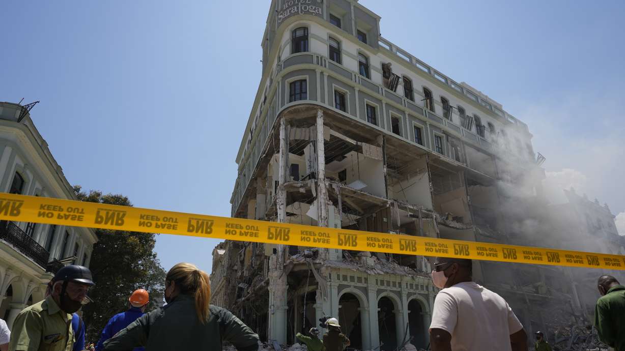 The five-star Hotel Saratoga is heavily damaged after an explosion in Old Havana, Cuba, Friday.