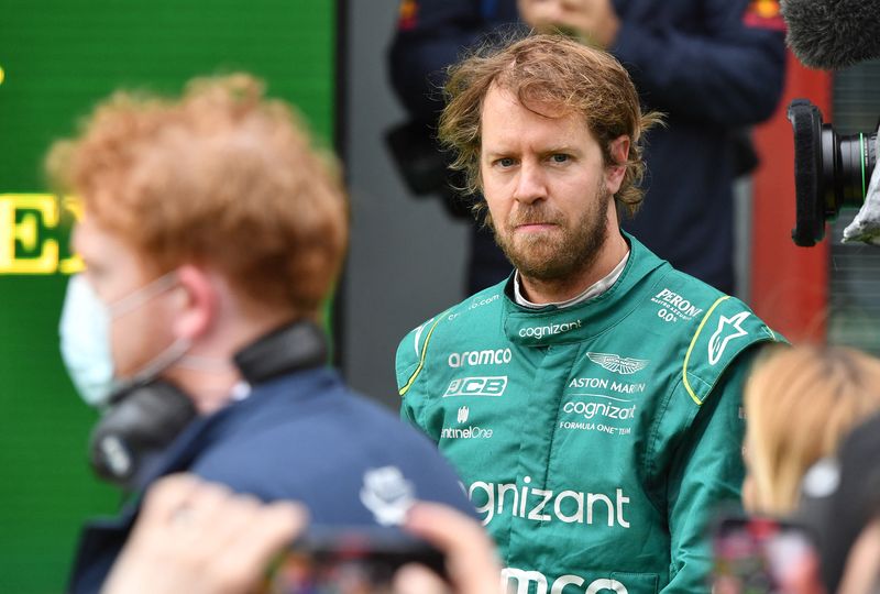 FILE PHOTO: Formula One F1 - Emilia Romagna Grand Prix - Autodromo Enzo e Dino Ferrari, Imola, Italy - April 24, 2022 Aston Martin's Sebastian Vettel after the race