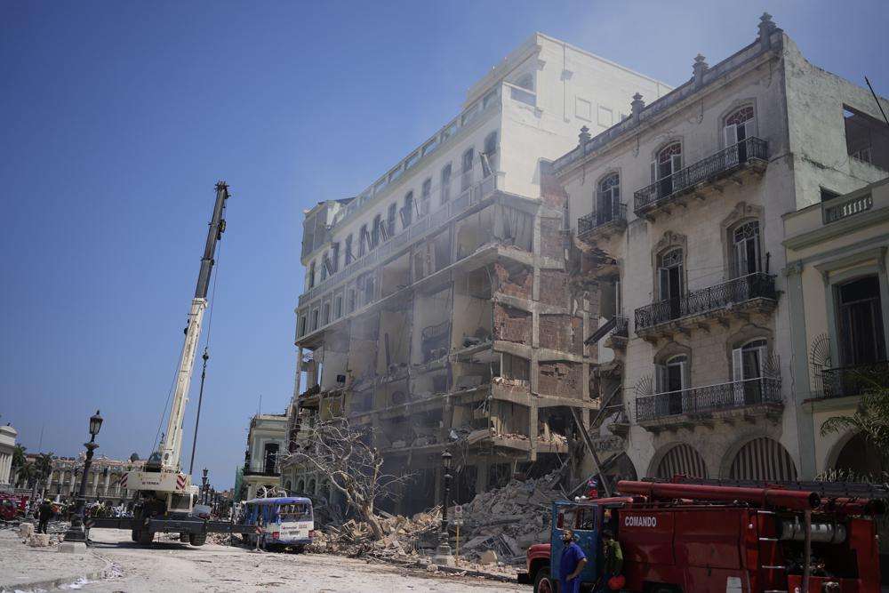 Emergency crews work at the site of a deadly explosion that destroyed the five-star Hotel Saratoga in Old Havana, Cuba, Friday.