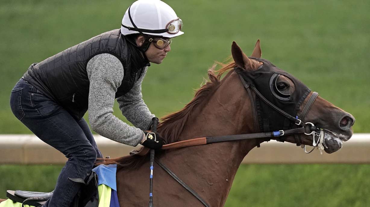 Kentucky Derby entrant Taiba works out at Churchill Downs Wednesday, May 4, 2022, in Louisville, Ky. The 148th running of the Kentucky Derby is scheduled for Saturday, May 7.