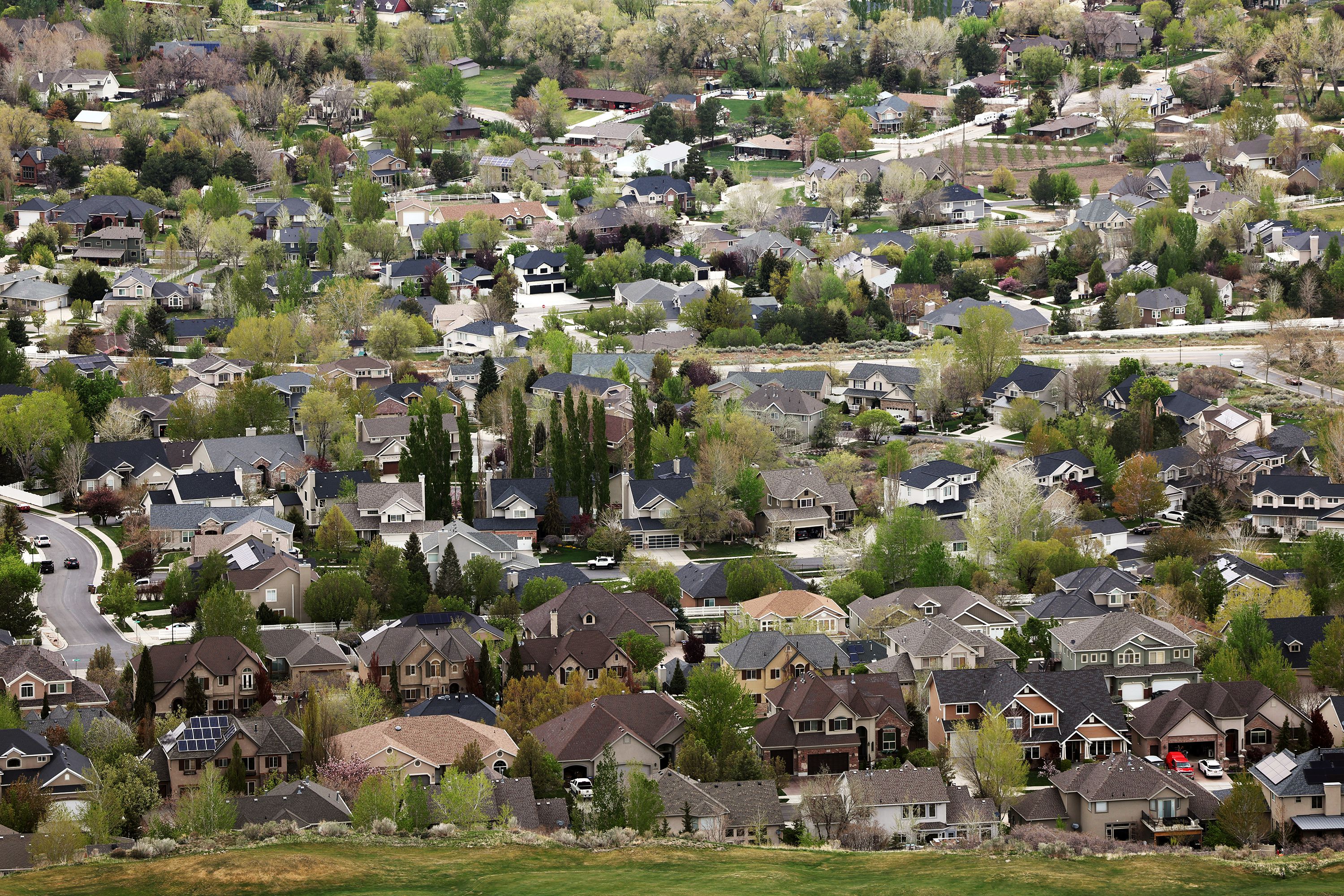 Homes are seen from Potato Hill in Draper, Utah, on Tuesday. The latest pulse reading on the U.S. housing market shows signs of a shift — but still little price relief for buyers.