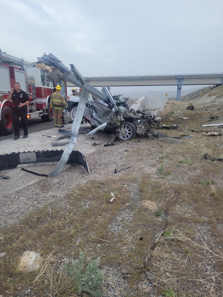 One person died Saturday after their vehicle collided with highway railing in Tooele County.
