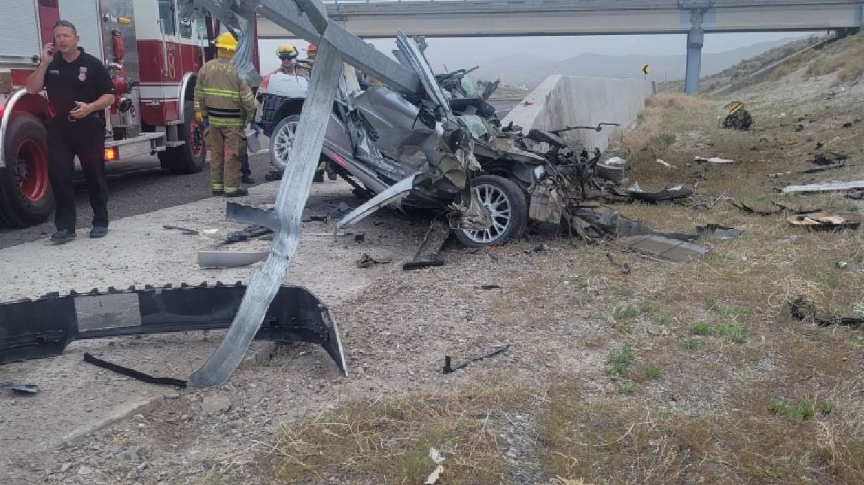 One person died Saturday after their vehicle collided with highway railing in Tooele County.