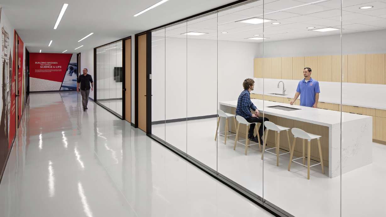 This undated photo provided by Ajinomoto Health & Nutrition shows the conference and work space at Ajinomoto Health & Nutrition in Itasca, Ill. Francine Yoon, a 24-year-old food scientist at Ajinomoto Health and Nutrition NA has been working mostly in person since the pandemic, including at her current job that she started last fall.