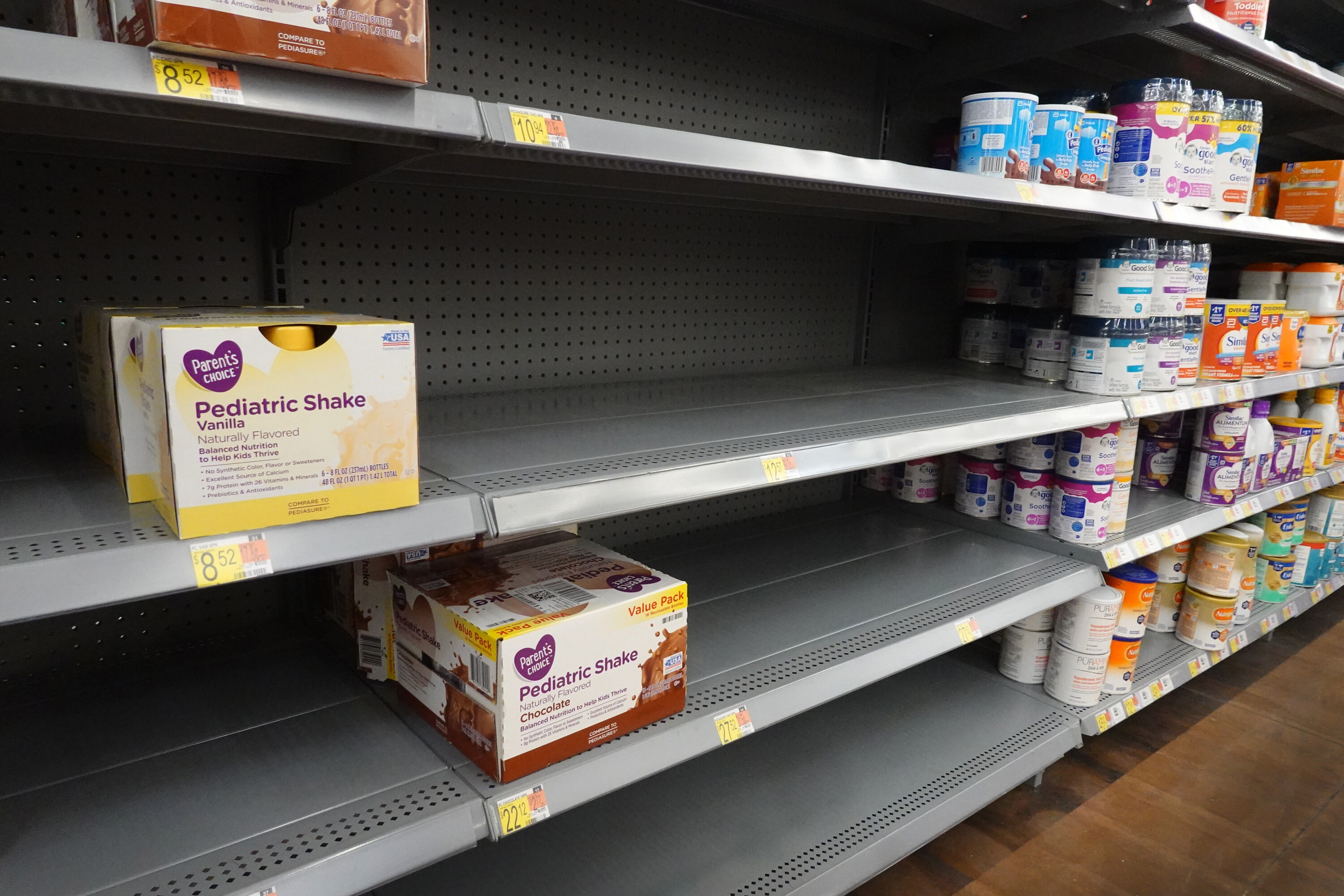 Manufacturers say they have been struggling to stock enough baby formula nationwide, and pictured, baby formula on Jan. 13, in Chicago.