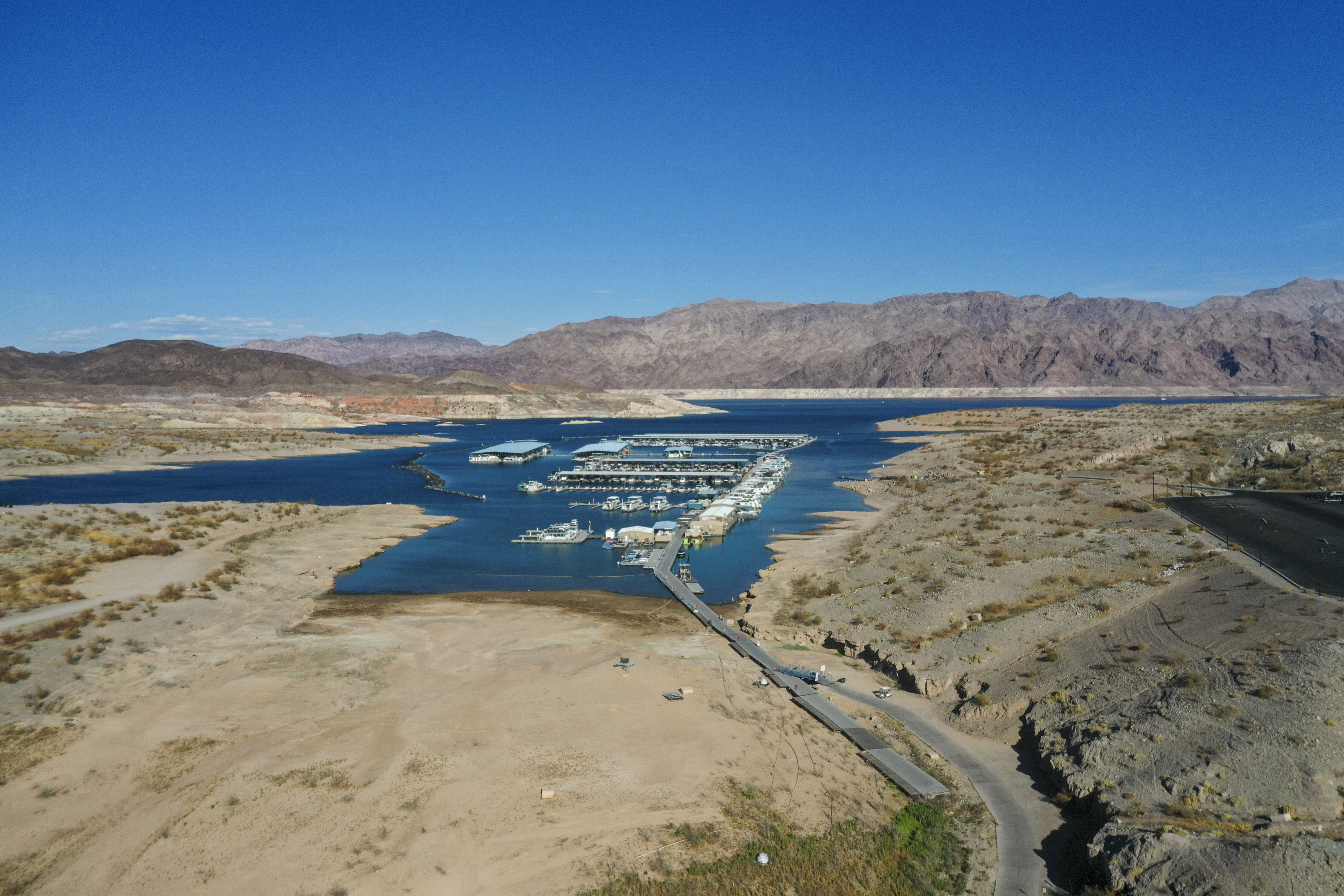 More human remains were found at Lake Mead, pictured here in June 2021, less than a week after a body in a barrel was discovered at the reservoir.