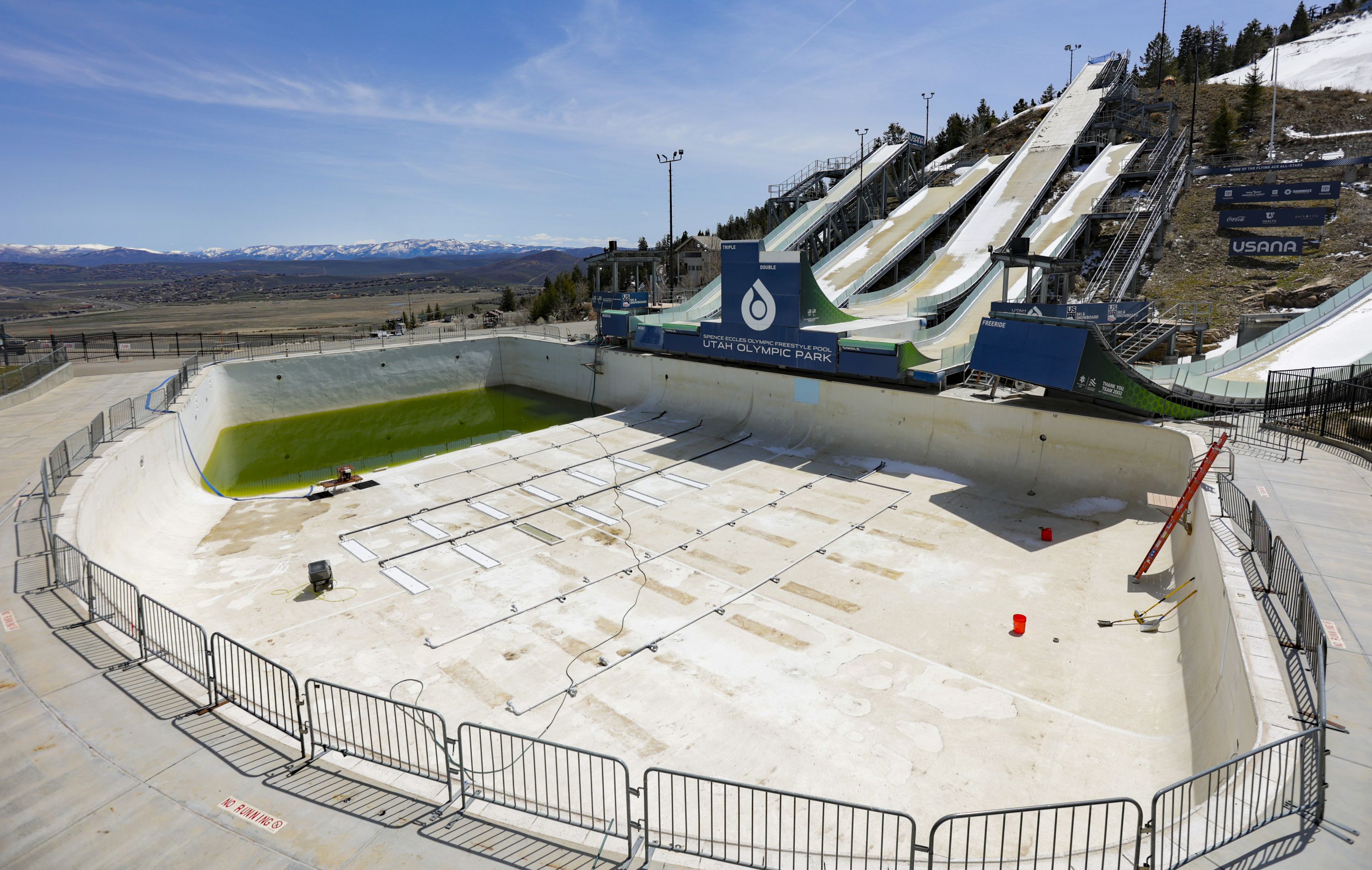 The Spence Eccles Olympic Freestyle Pool is pictured at the Utah Olympic Park in Park City on April 25.