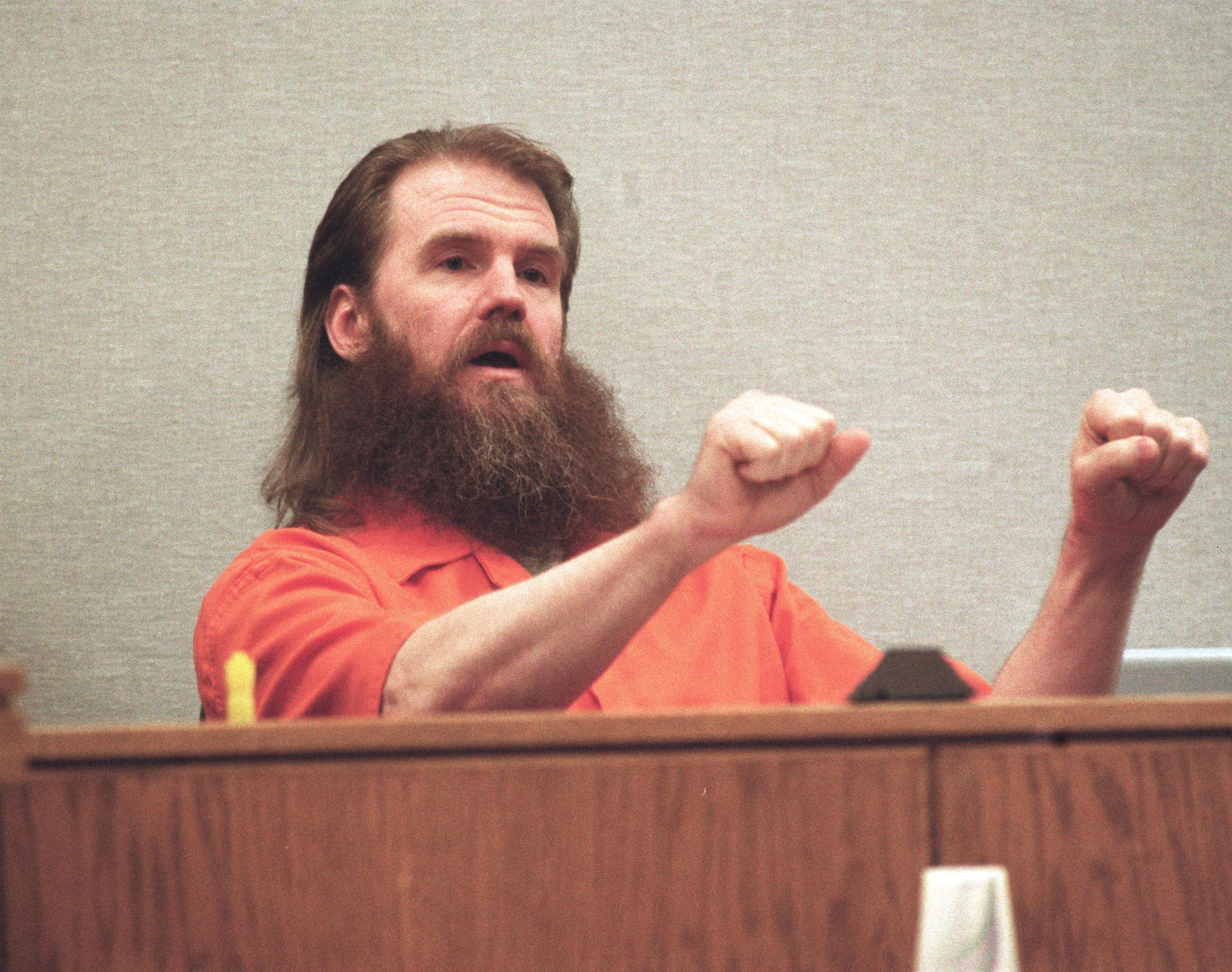 Dan Lafferty testifies at brother Ron Lafferty’s retrial on April 2, 1996.