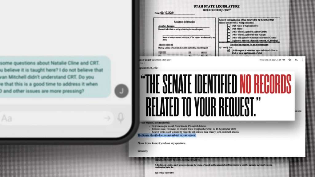 Jonathan Bejarano sent a text to Senate President Stuart Adams’ phone then requested text records including the same keywords. He did not receive any records in response to his GRAMA request.