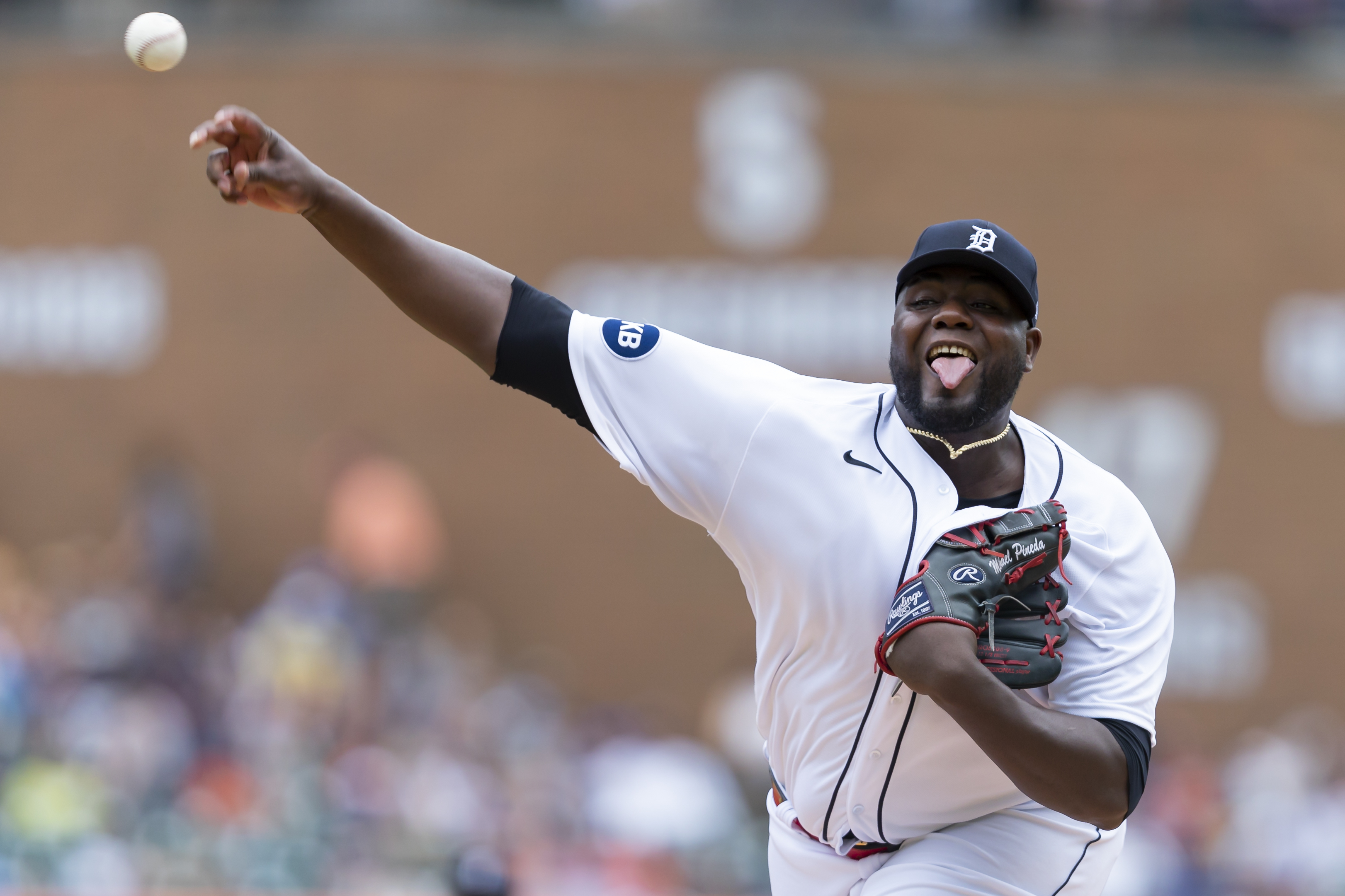 Detroit Tigers' Michael Pineda pitches against the Baltimore Orioles during the first inning of a baseball game in Detroit, Saturday, May 14, 2022. 