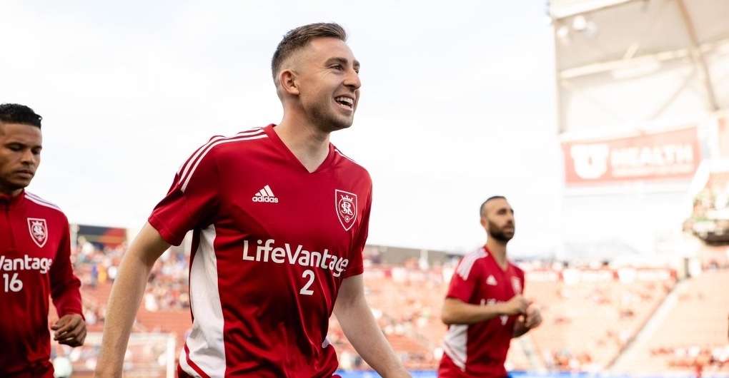 Andrew Brody during the match against Austin FC on Saturday at Rio Tinto Stadium.
