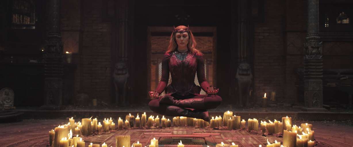 This image released by Marvel Studios shows Elizabeth Olsen as Wanda Maximoff in a scene from "Doctor Strange in the Multiverse of Madness."