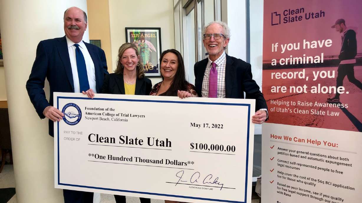 The team behind Clean Slate Utah received the Emil Gumpert Award on Tuesday, which will allow the program to help more Utahns expunge criminal records.