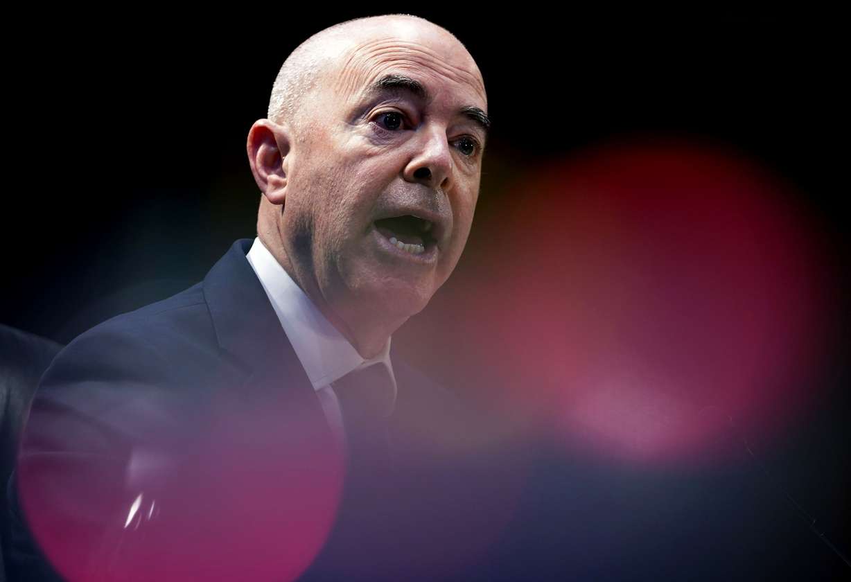 Secretary of Homeland Security Alejandro Mayorkas, speaks May 4 on Capitol Hill in Washington. The Department of Homeland Security paused the work of its new disinformation governance board Wednesday.
