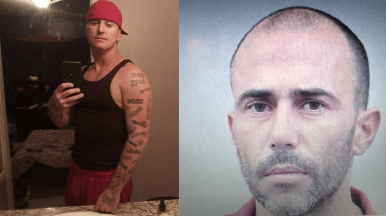 L-R: Nathan Lee Burkett, 32, and Randy Colwell, 36, both from Henderson, Nevada, are being sought by police in connection with a string of thefts in St. George.