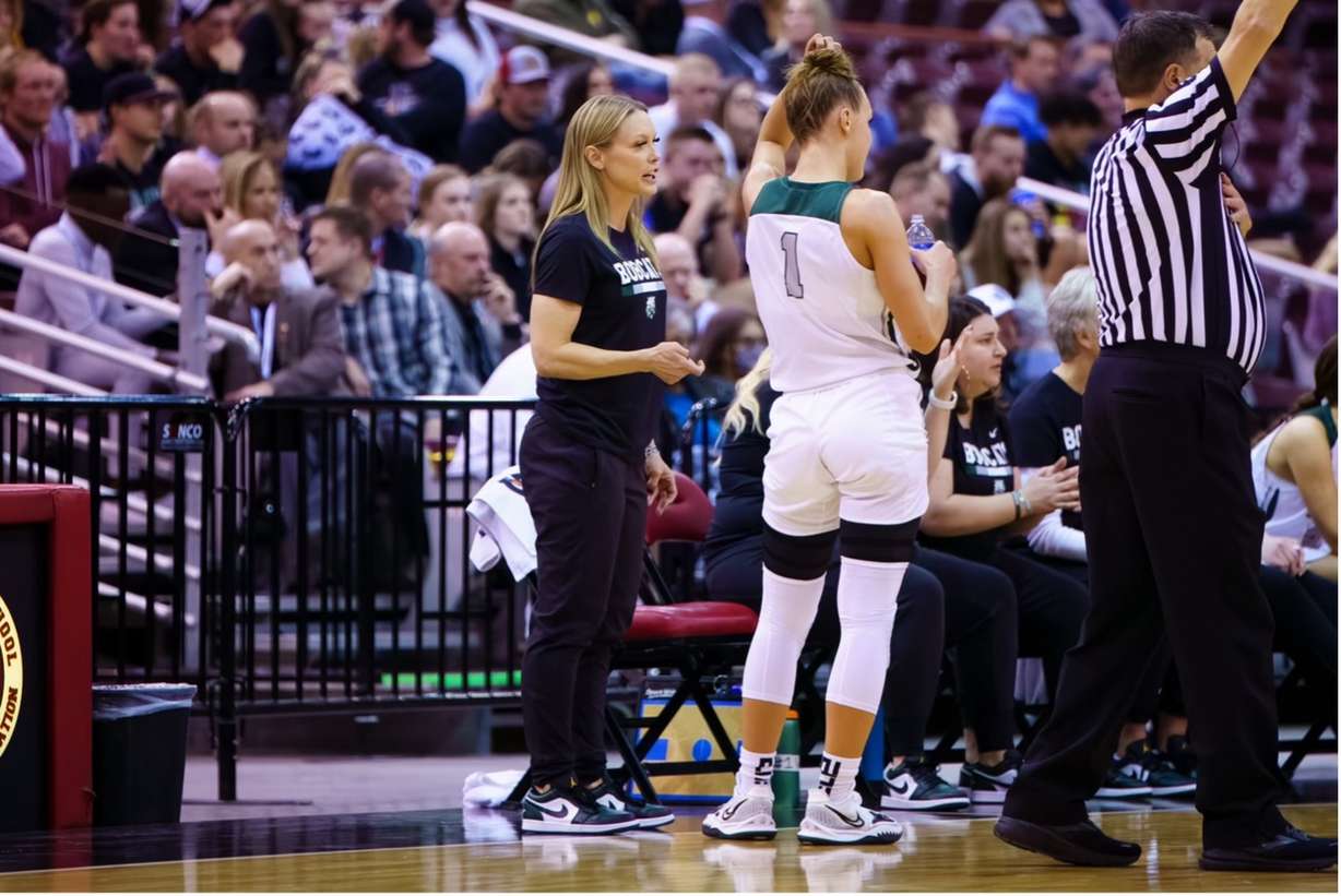 New BYU women's basketball coach Amber Whiting, shown here with her daughter Amari went 70-37 in four seasons at Burley High School in Idaho, winning the 4A state championship in 2022.