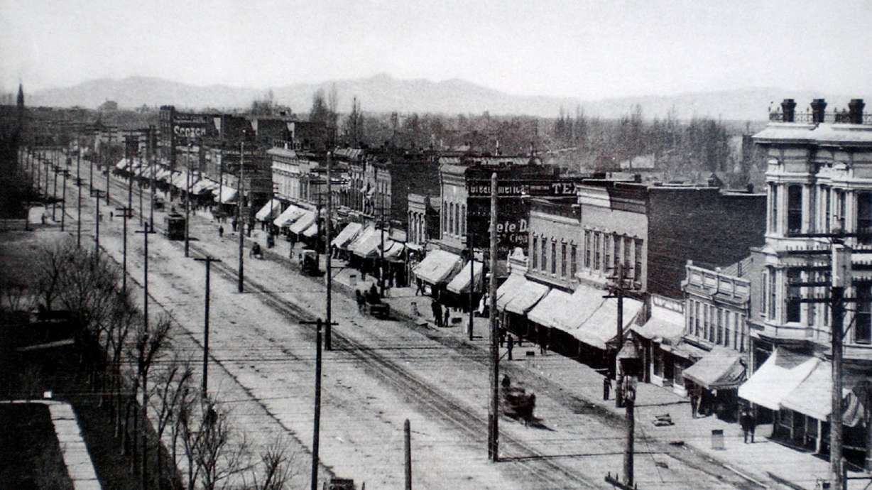 Ogden's 25th Street as seen in a photo from the Utah Historical Society. Photo is looking northwest toward the Union Depot. The 25th Street Museum will celebrate its reopening with a free open house featuring a special collection of historical artifacts.