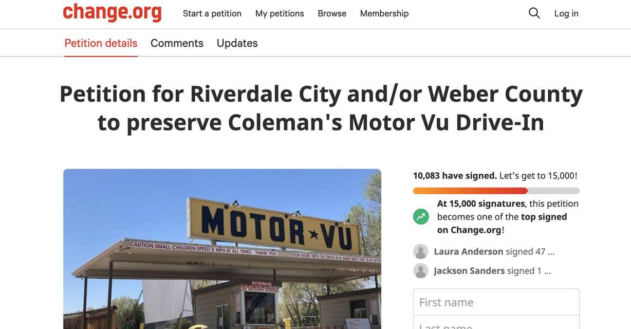 An online petition seeks to appeal to the owners of Motor Vu drive-in, in Riverdale, who are selling the land to make way for new homes.