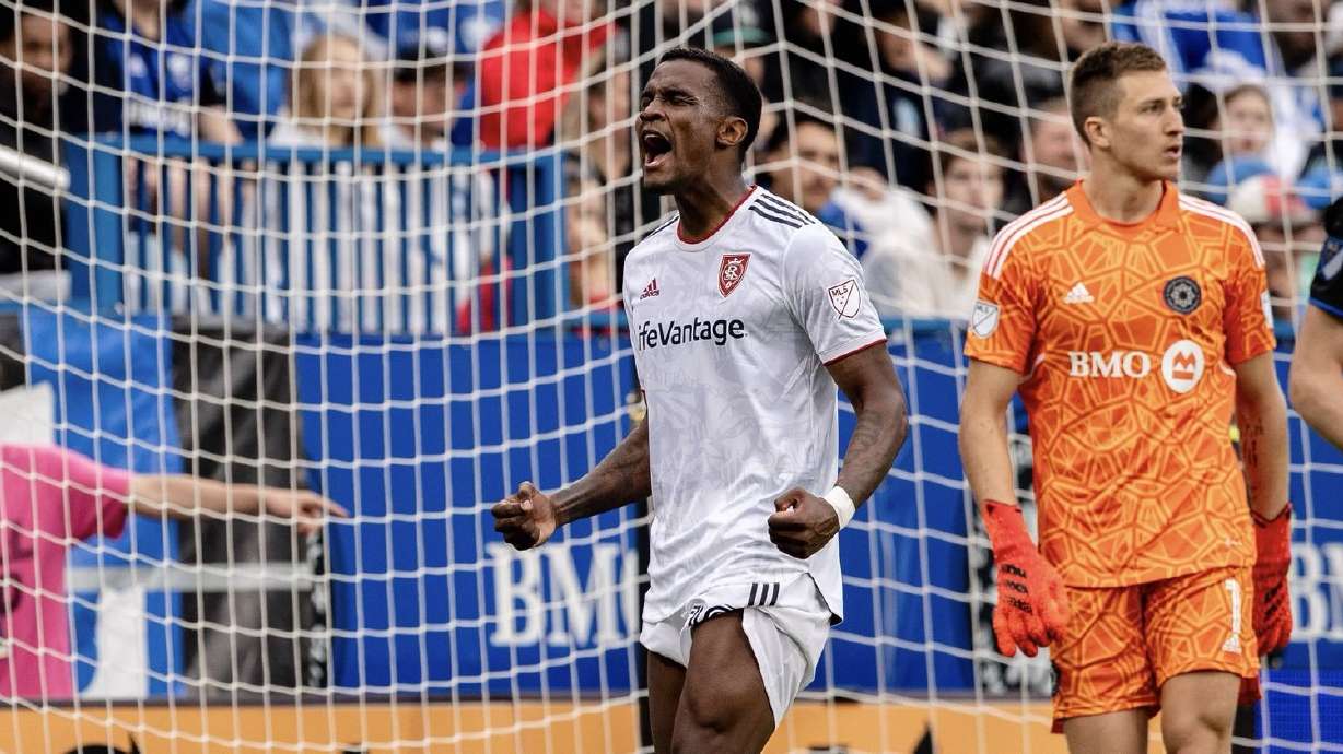 Sergio Cordova celebrates his goal against Montreal on Sunday.