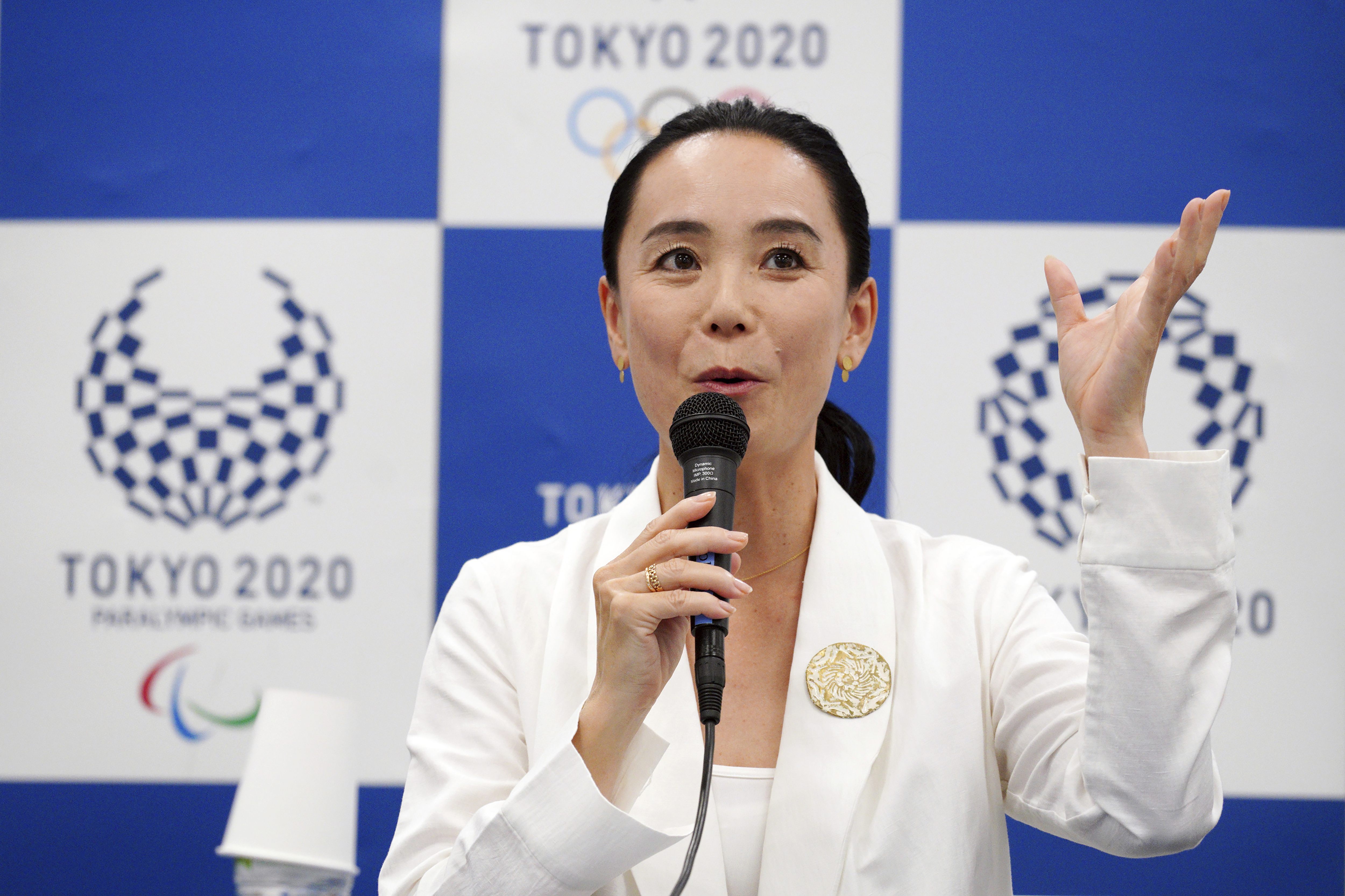 FILE - Japanese film director Naomi Kawase speaks during a press conference in Tokyo on Oct. 23, 2018. The documentary film produced by Kawase about the pandemic-delayed Tokyo Olympics premiered on Monday, May 23, 2022, shown to reporters and other invited guests in the Japanese capital.