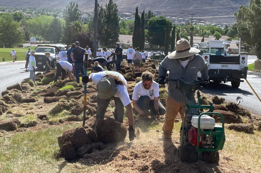 Nearly 120,000 square feet of grass was replaced with water wise landscaping in Washington County, including this street median in St. George, Utah, Thursday.