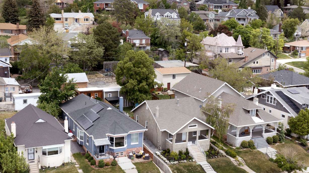 Homes in the Avenues neighborhood of Salt Lake City are pictured on May 20. Rising mortgage rates continue to put pressure on the U.S. housing market and the entire economy.